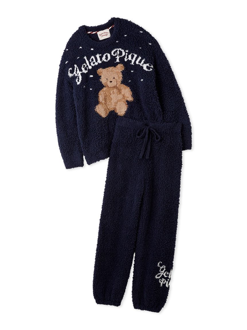 gelato pique「【ONLINE限定】【HOLIDAY】ジェラートスノーベアジャガードプルオーバー＆ロングパンツ」|ルームウェア|NVY