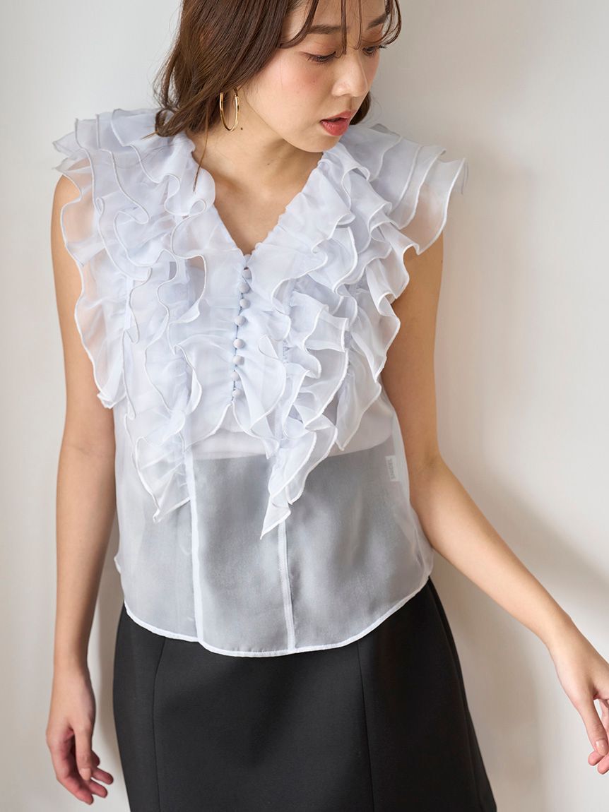 SNIDEL「ノースリフリルブラウス」|シャツ・ブラウス|