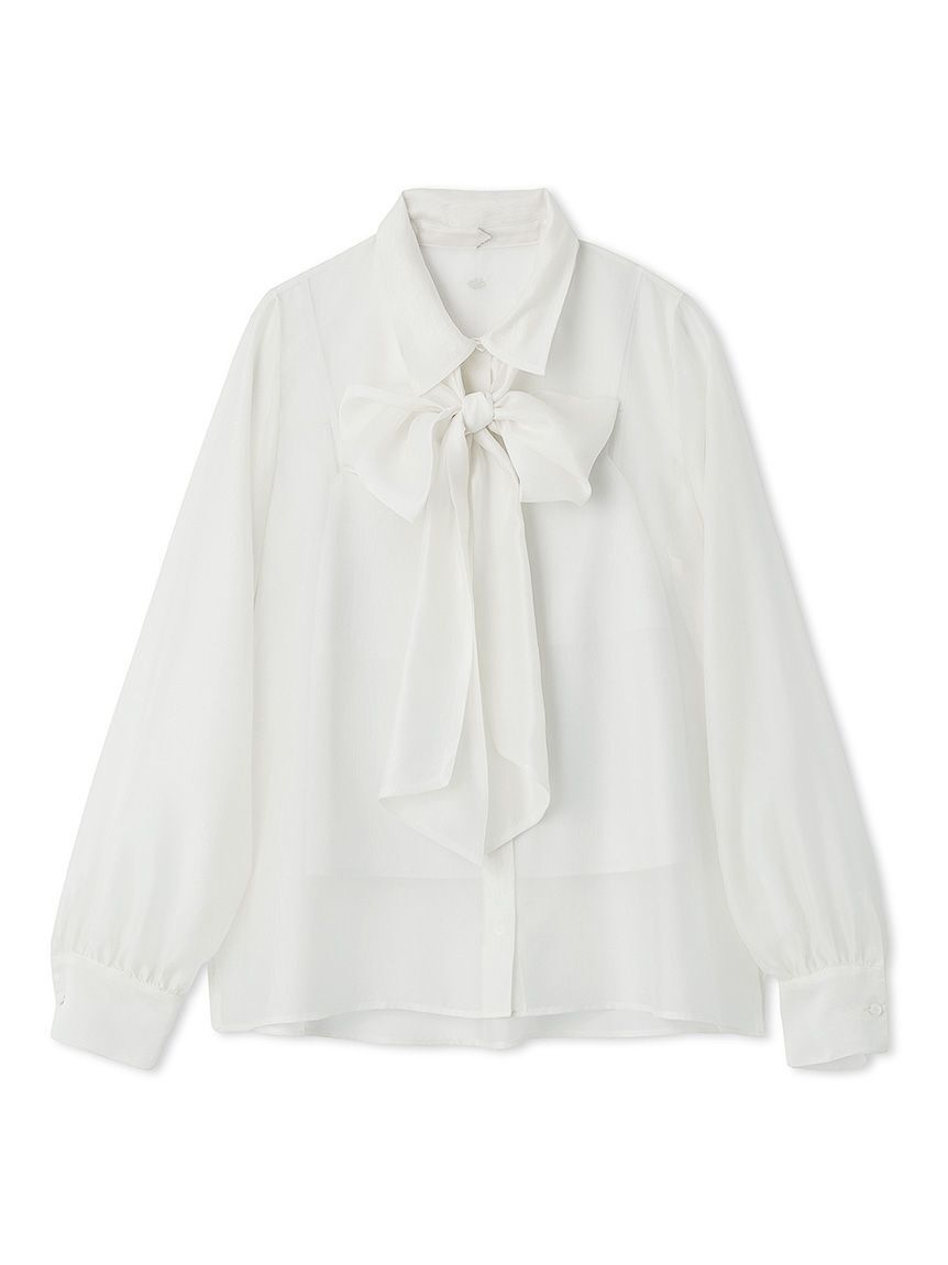 FRAY I.D「ボウタイ付きシアーシャツ／ウォッシャブル」|シャツ・ブラウス|WHT