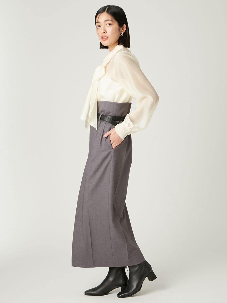 FRAY I.D「ボウタイ付きシアーシャツ／ウォッシャブル」|シャツ・ブラウス|