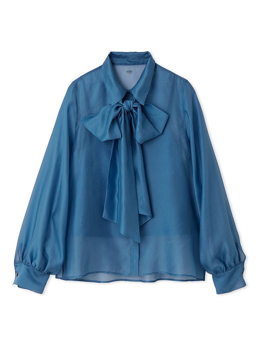 FRAY I.D「ボウタイ付きシアーシャツ／ウォッシャブル」|シャツ・ブラウス|BLU