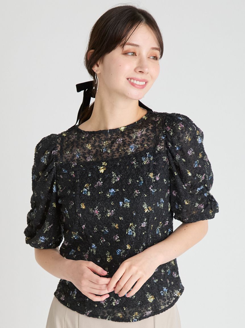 CELFORD「ピグメントフラワーブラウス」|シャツ・ブラウス|BLK