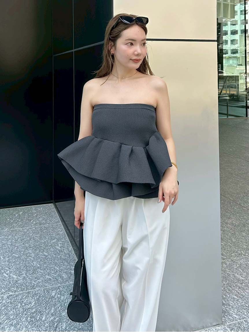 styling/「ラッフルニットベアトップ」|ベスト・ジレ|CGRY