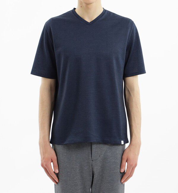MACKINTOSH PHILOSOPHY「テーラードジャージー Vネック半袖Tシャツ 麻混サーフニット」|Tシャツ・カットソー|