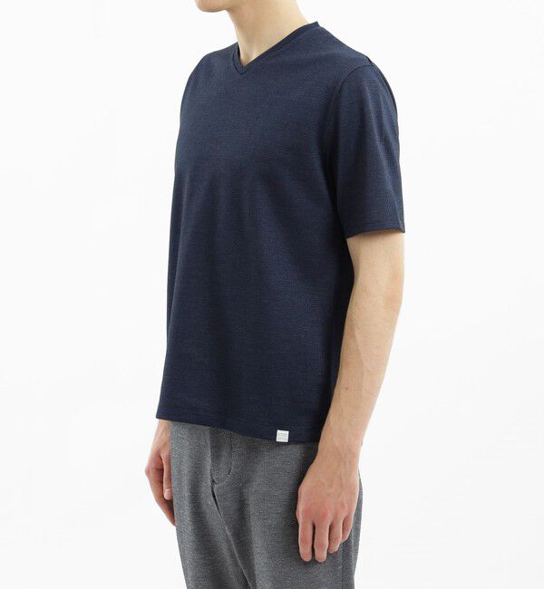 MACKINTOSH PHILOSOPHY「テーラードジャージー Vネック半袖Tシャツ 麻混サーフニット」|Tシャツ・カットソー|