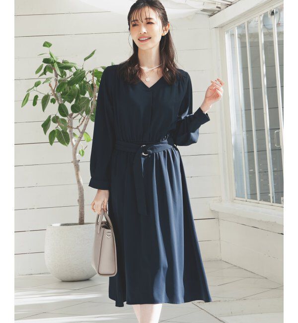 IKKA LOUNGE「ウエストベルトフレアワンピース」|ドレス|