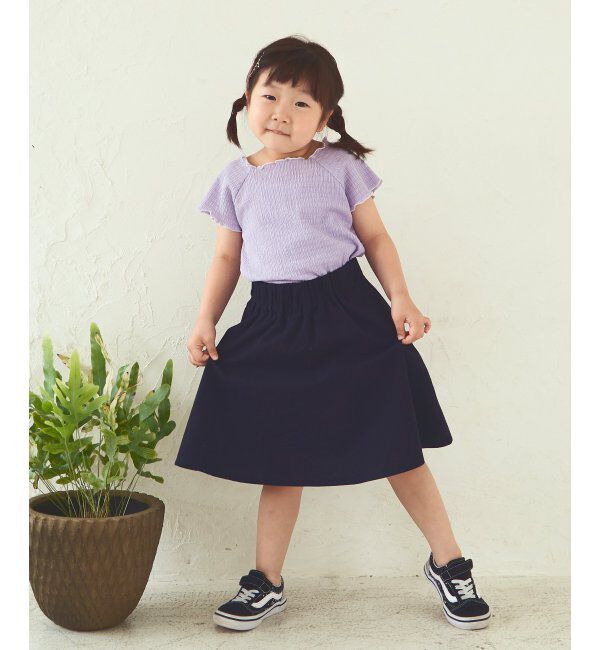 ikka kids「【キッズ】シャーリングメロースクエアカットTシャツ（120~160cm）」|Tシャツ・カットソー|
