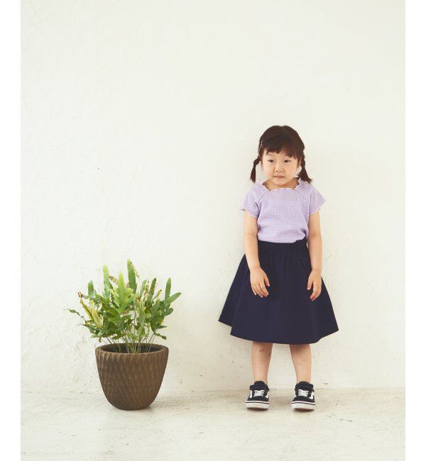 ikka kids「【キッズ】シャーリングメロースクエアカットTシャツ（120~160cm）」|Tシャツ・カットソー|