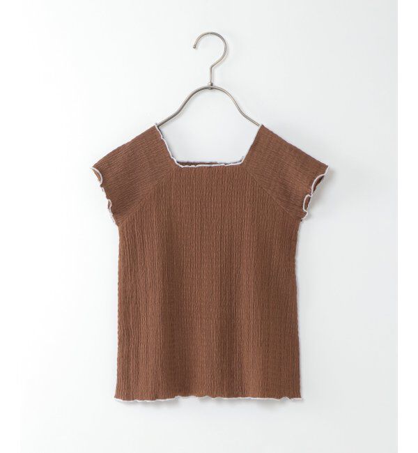 ikka kids「【キッズ】シャーリングメロースクエアカットTシャツ（120~160cm）」|Tシャツ・カットソー|ブラウン