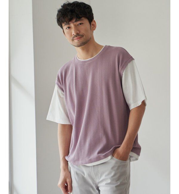 ikka「5分袖フェイクベストTシャツ」|Tシャツ・カットソー|