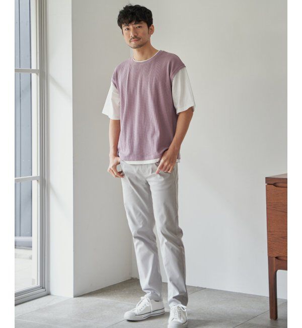 ikka「5分袖フェイクベストTシャツ」|Tシャツ・カットソー|