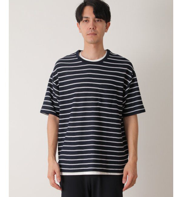 ikka「【2点セット】ワッフルボーダーTインナーセット」|Tシャツ・カットソー|