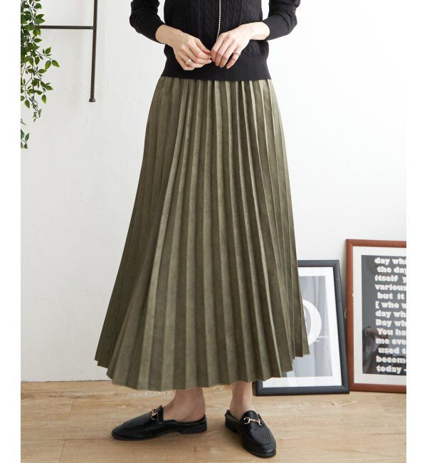 ikka「【2WAY】リバーシブルスウェード調スカート」|スカート|オリーブ