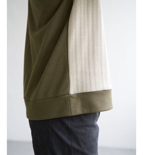 ikka「ポンチジャカードモール切り替えプルオーバー」|パーカー|