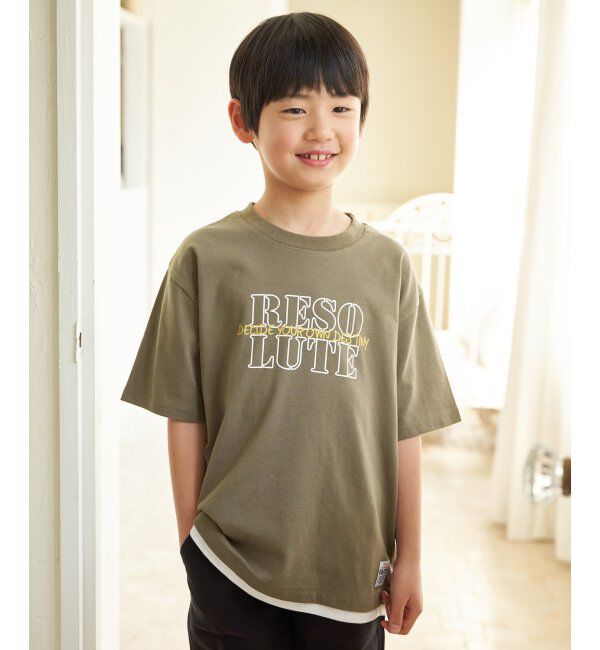 ikka kids「裾レイヤープリントアソートTシャツ（120~160cm）」|Tシャツ・カットソー|オリーブ