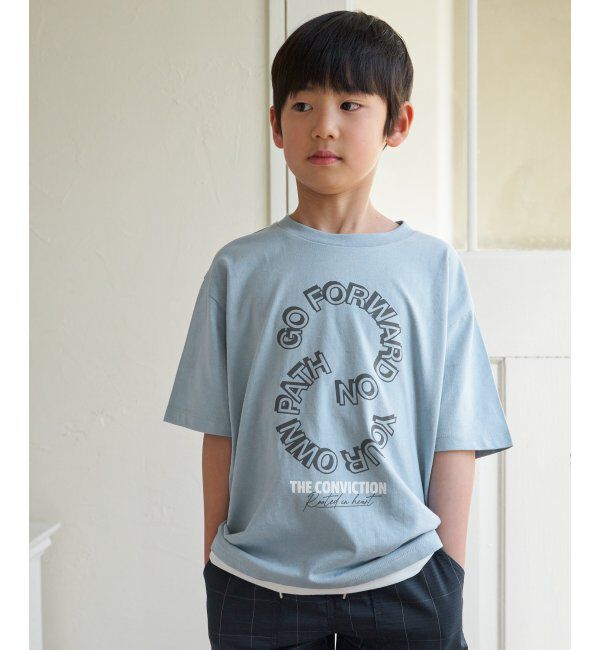 ikka kids「裾レイヤープリントアソートTシャツ（120~160cm）」|Tシャツ・カットソー|サックスブルー