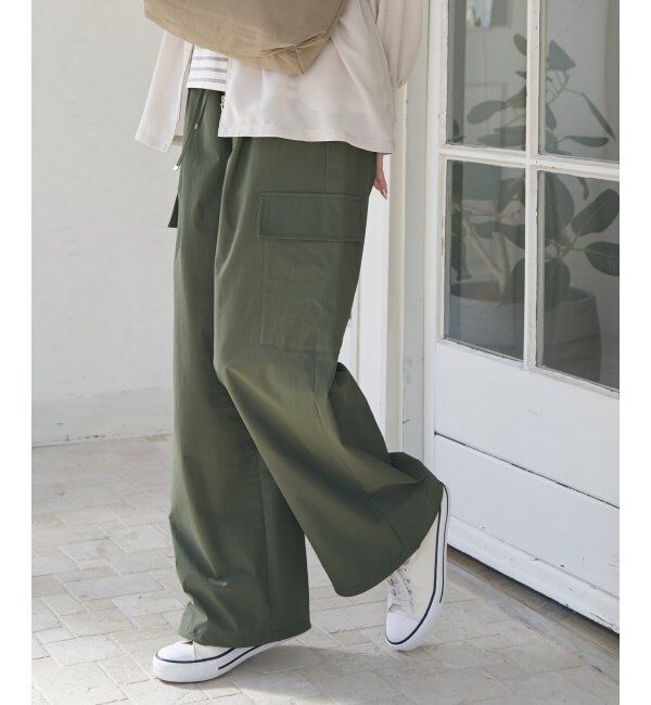 ikka「リップストップカーゴパンツ」|その他|オリーブ