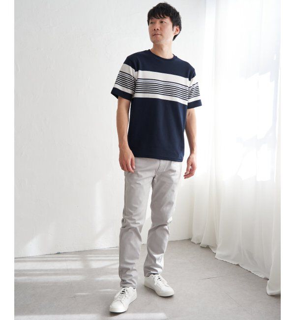 ikka「リップルパネルボーダーTシャツ」|Tシャツ・カットソー|