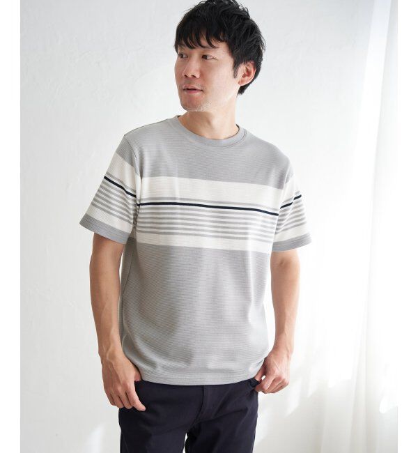 ikka「リップルパネルボーダーTシャツ」|Tシャツ・カットソー|