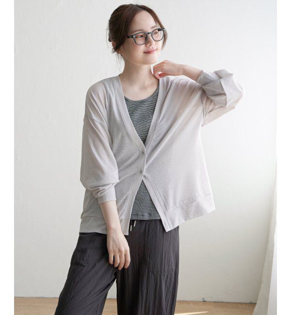 Lbc with Life「接触冷感シアーカーディガン」|カーディガン|ライトグレイ