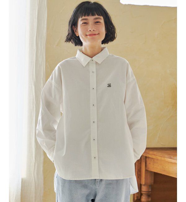 Lbc with Life「シャンブレーロゴ刺繍BIGシャツ」|シャツ・ブラウス|ホワイト