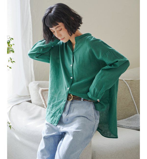 Lbc with Life「リネンコットンバンドカラーシャツ」|シャツ・ブラウス|