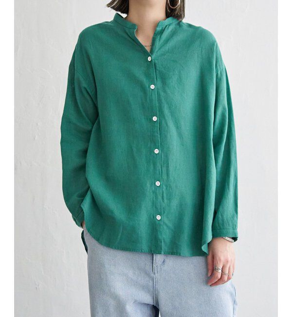 Lbc with Life「リネンコットンバンドカラーシャツ」|シャツ・ブラウス|