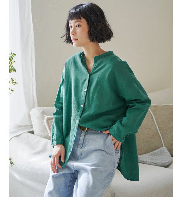 Lbc with Life「リネンコットンバンドカラーシャツ」|シャツ・ブラウス|