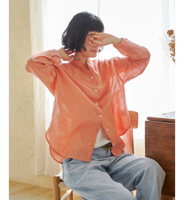 Lbc with Life「リネンコットンバンドカラーシャツ」|シャツ・ブラウス|