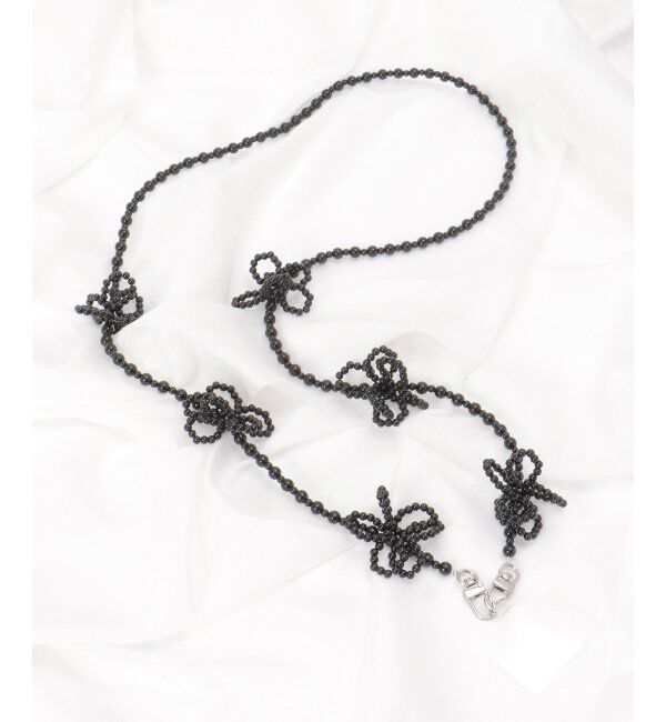 VENCE share style「ビーズフラワーストラップ」|ネックレス|ブラック
