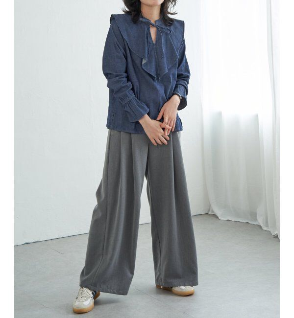 VENCE share style「デニムラッフルカラーシャツ」|シャツ・ブラウス|