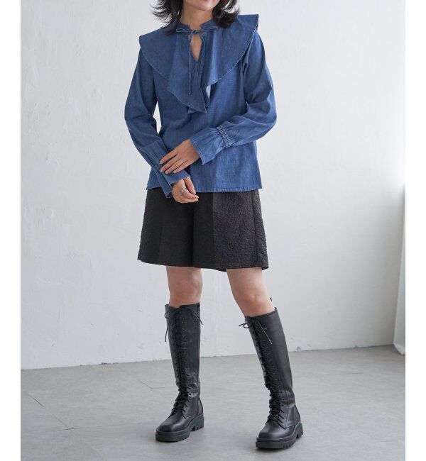 VENCE share style「デニムラッフルカラーシャツ」|シャツ・ブラウス|