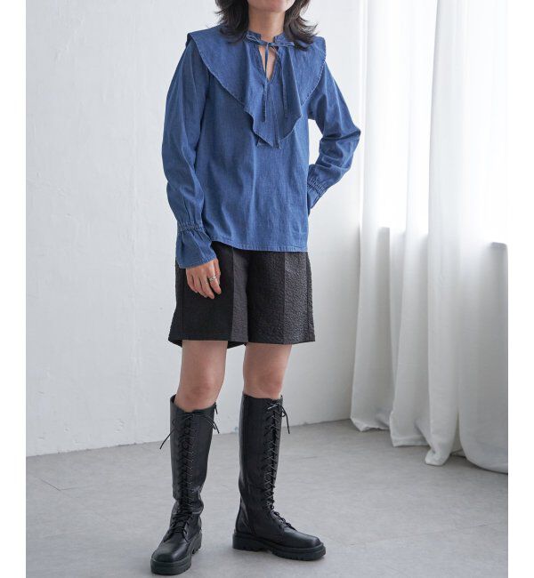 VENCE share style「デニムラッフルカラーシャツ」|シャツ・ブラウス|