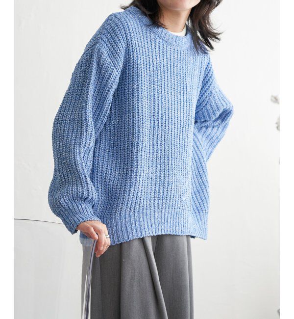 VENCE share style「片畦ミックスモールニット」|ニット・セーター|ブルー