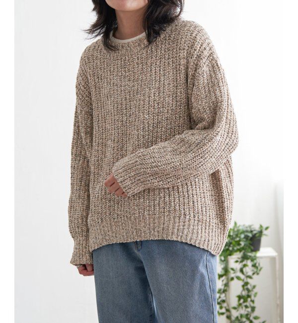 VENCE share style「片畦ミックスモールニット」|ニット・セーター|ベージュ