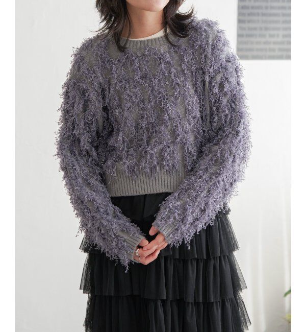 VENCE share style「リボンヤーンショート丈ニット」|ニット・セーター|