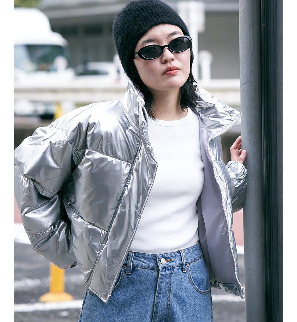 VENCE share style「メタリック中綿ショートジャケット」|ブルゾン・スタジャン|