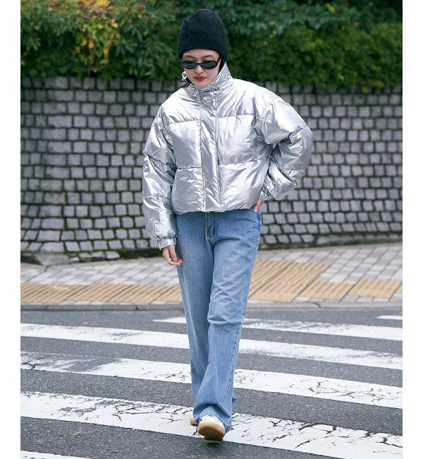 VENCE share style「メタリック中綿ショートジャケット」|ブルゾン・スタジャン|