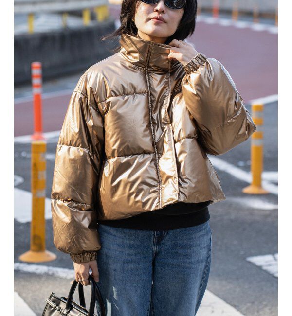VENCE share style「メタリック中綿ショートジャケット」|ブルゾン・スタジャン|クリーム