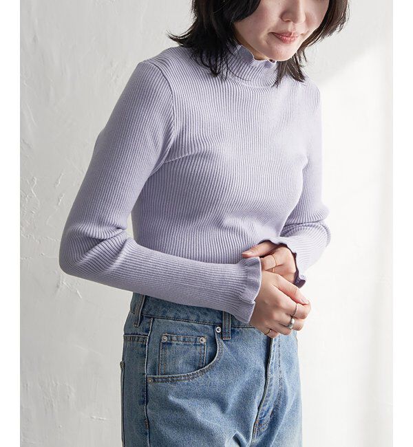 VENCE share style「12Gリブフリルネックニットプルオーバー」|タンクトップ|