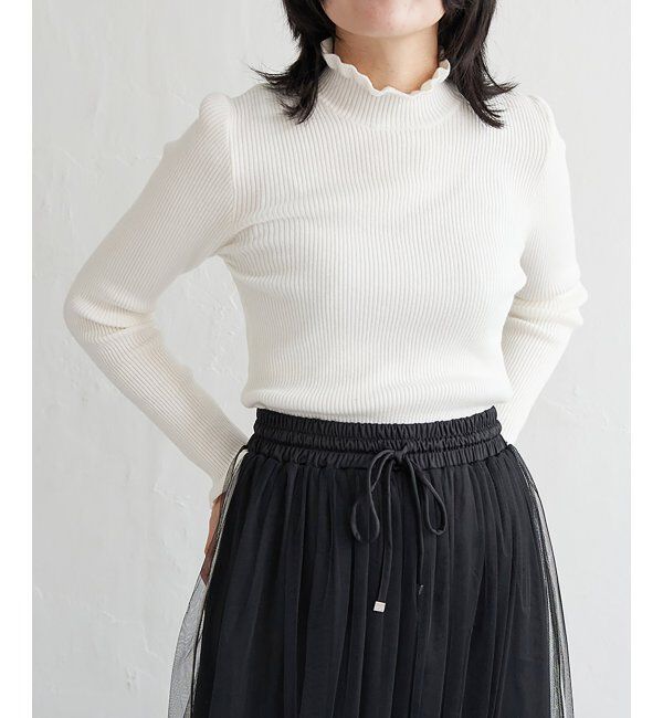 VENCE share style「12Gリブフリルネックニットプルオーバー」|タンクトップ|