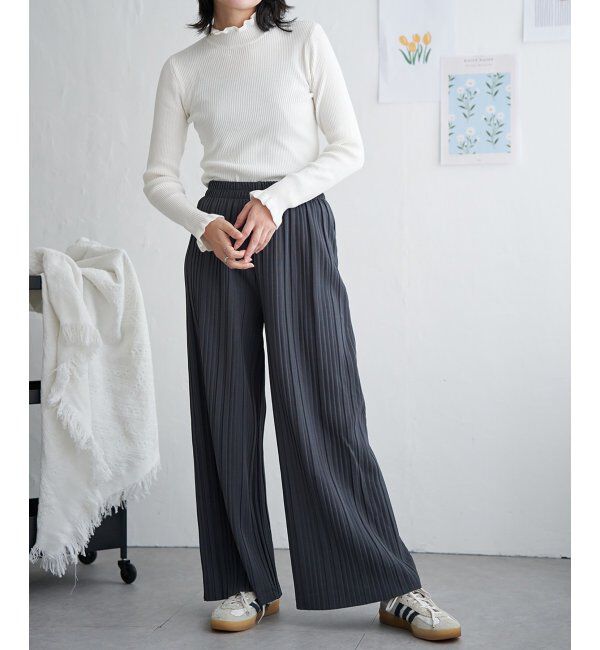 VENCE share style「12Gリブフリルネックニットプルオーバー」|タンクトップ|