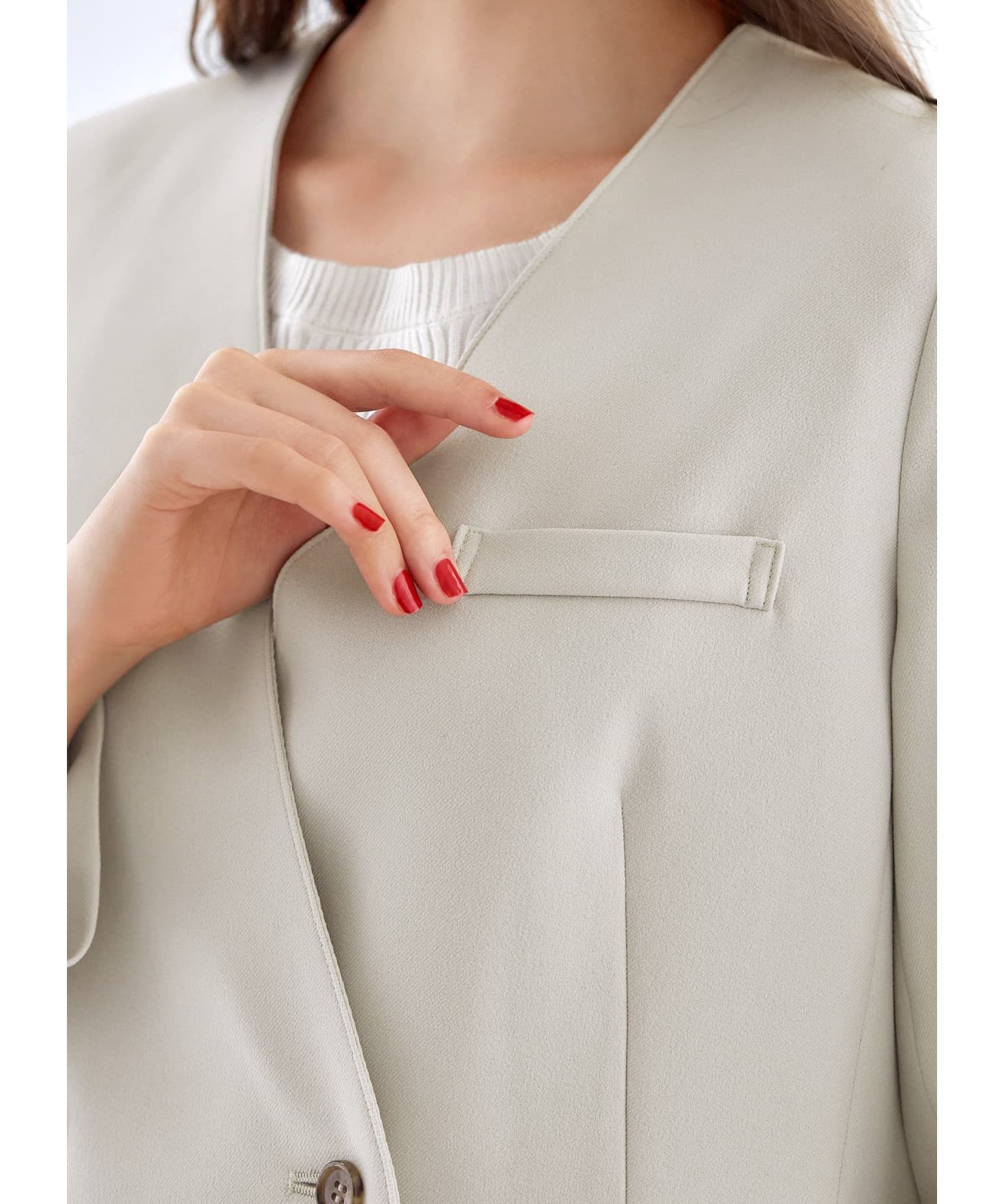 STYLE DELI「【Made in JAPAN】ノーカラーダブルジャケット」|ノーカラージャケット|