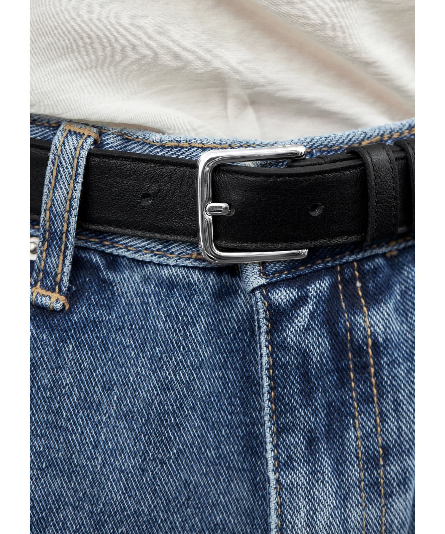 STYLE DELI「25mmスクエアオフバックルレザーベルト／SV金具」|ベルト|