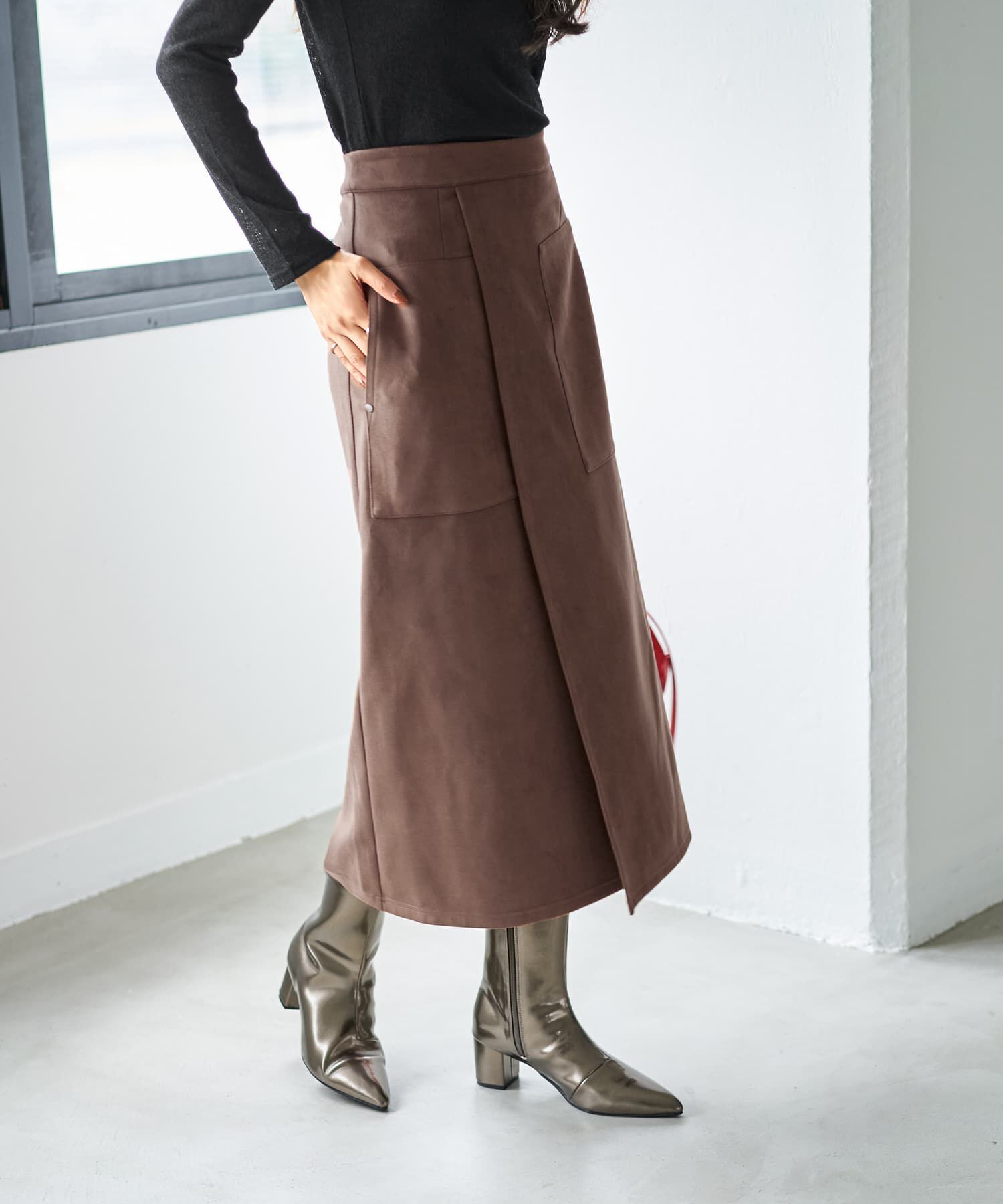 STYLE DELI「スエード調ポケットラップスカート」|スカート|