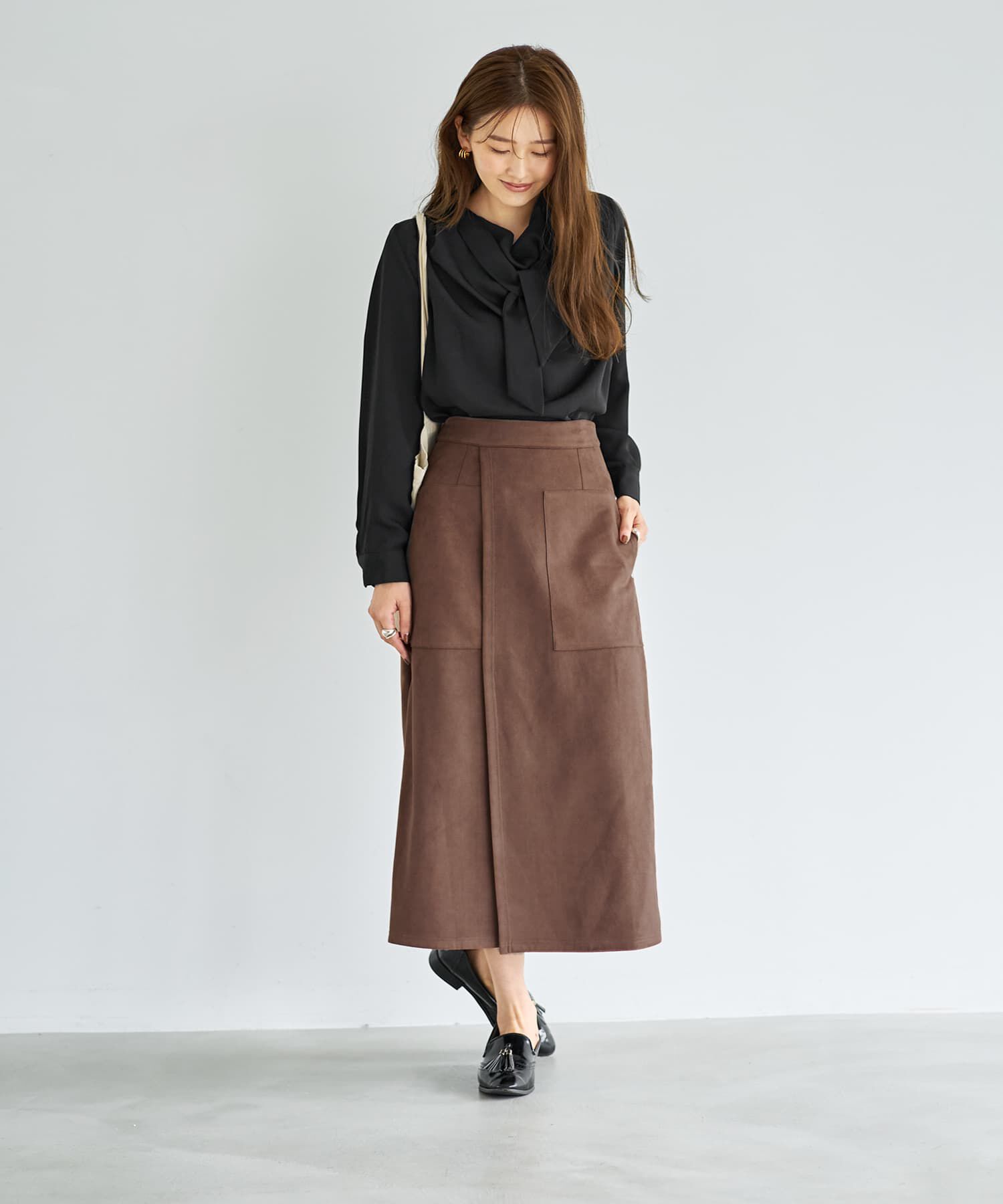 STYLE DELI「タイ付き首元ドレープブラウス」|シャツ・ブラウス|