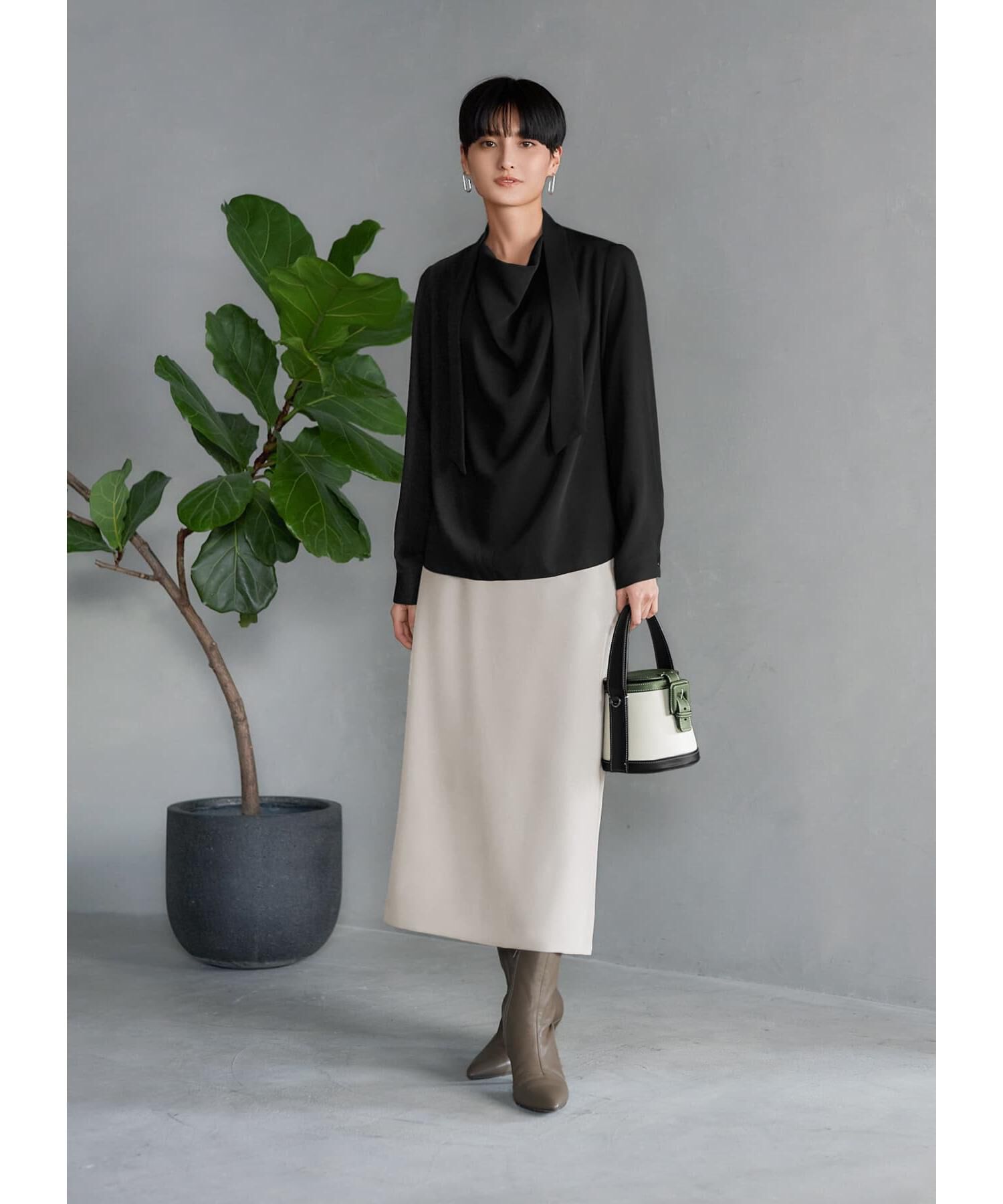 STYLE DELI「タイ付き首元ドレープブラウス」|シャツ・ブラウス|