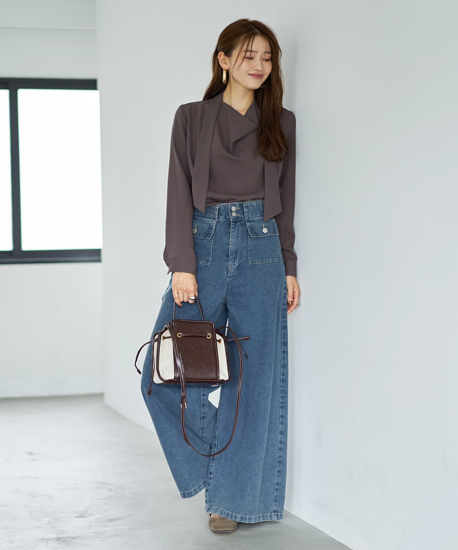 STYLE DELI「タイ付き首元ドレープブラウス」|シャツ・ブラウス|