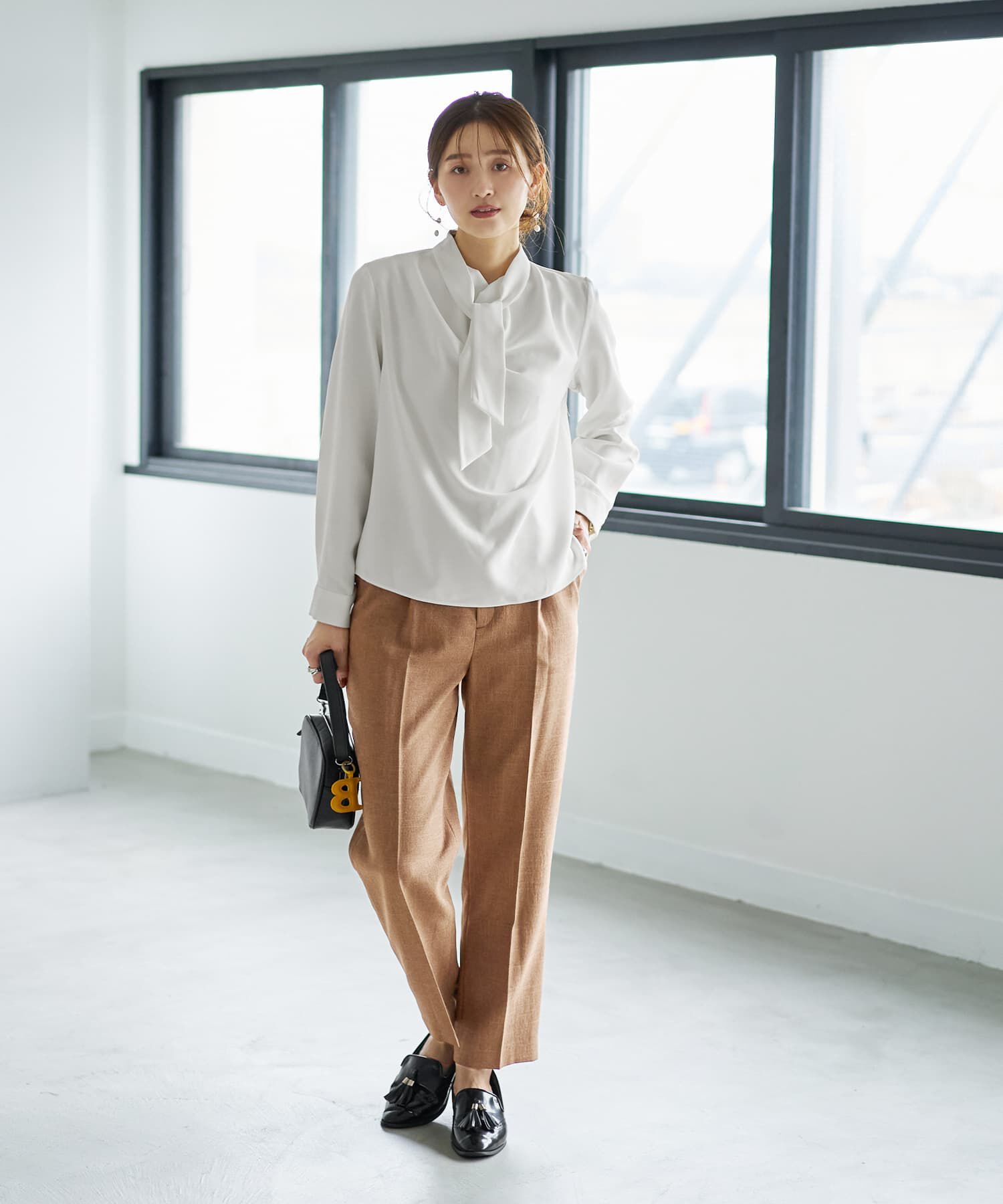 STYLE DELI「タイ付き首元ドレープブラウス」|シャツ・ブラウス|