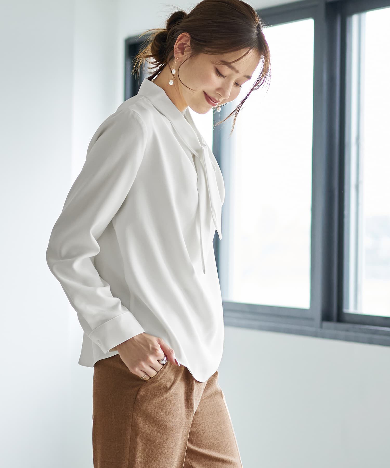 STYLE DELI「タイ付き首元ドレープブラウス」|シャツ・ブラウス|